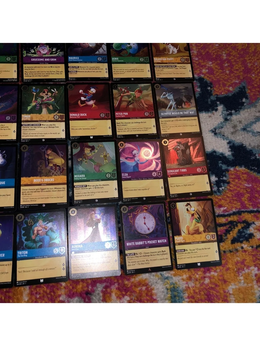 DISNEY LORCANA ALL COLD FOIL 24 CARD LOT ARIEL ELSA PLUTO GENIE PETER PAN HANS